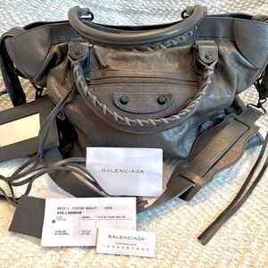 Balenciaga Agneau Classic City Bag in Anthracite